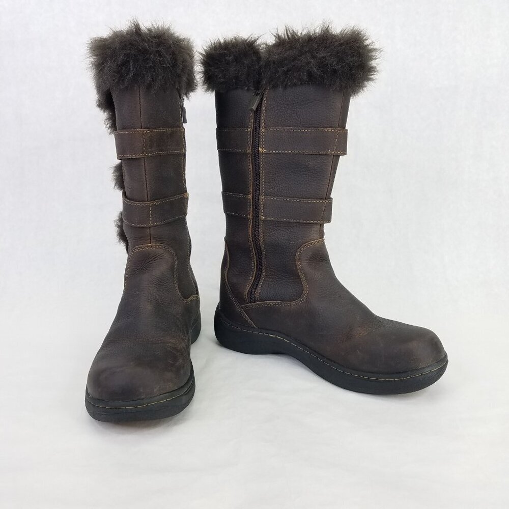 LL Bean Nordic Tek 2.5 Boots Women's 6.5 Zip Up Brown Leather Primaloft 100 Gram